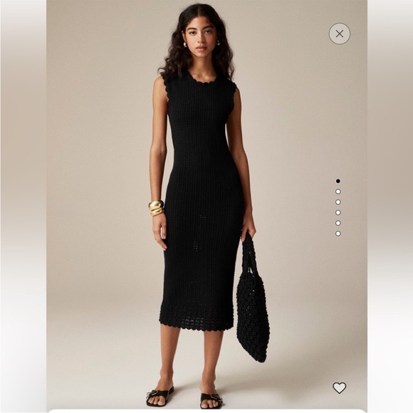 NWT J. Crew Crochet Open-Back Cotton MIdi Dress in Black CA717 - Medium - Picture 1 of 14